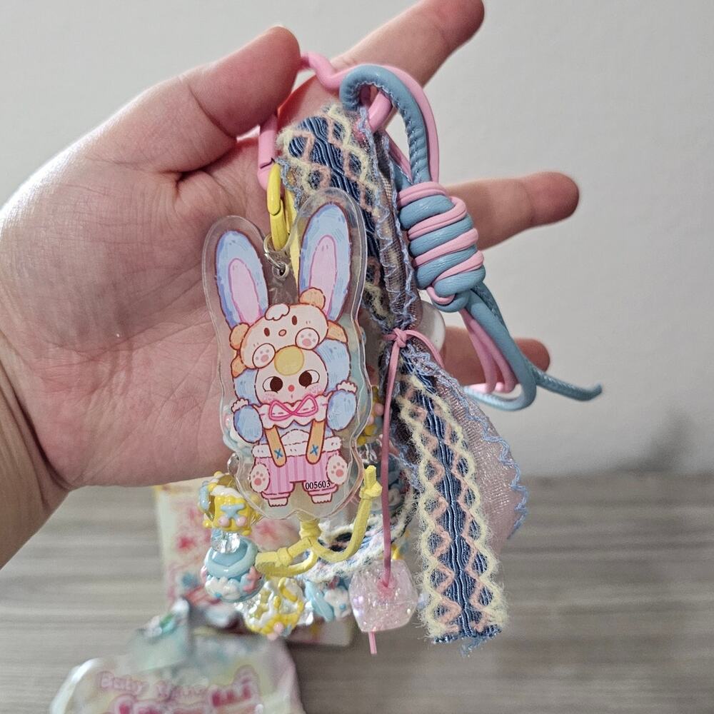 Baby Three Love Chain Time Key Chain Charms Accessories Pastel Blue Pink CONFIRM